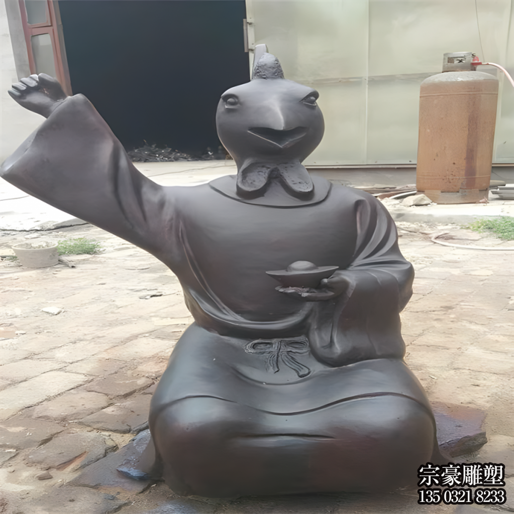 酉雞銅雕，獸首人身十二生肖銅雕塑
